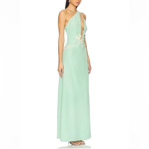 NWT La Fuori Calypso Front Cutout Gown in Solid Green - Size XS